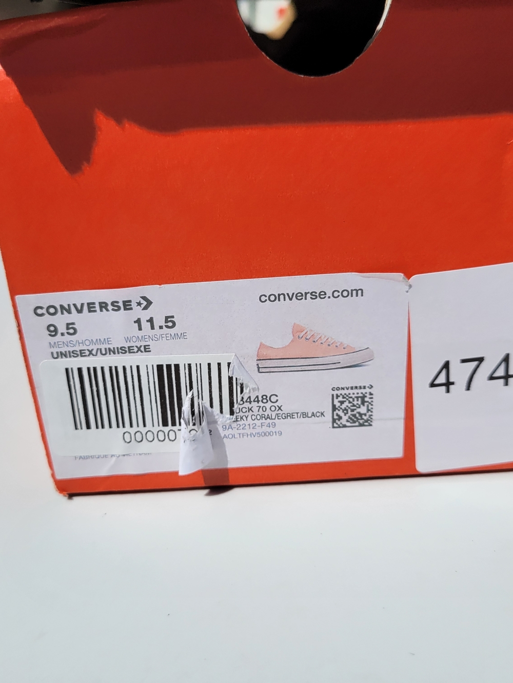MENS 9.5/WOMENS 11.5 CONVERSE CHUCK 70 VINTAGE LOW – CHEEKY CORAL – NEW - Picture 5 of 8